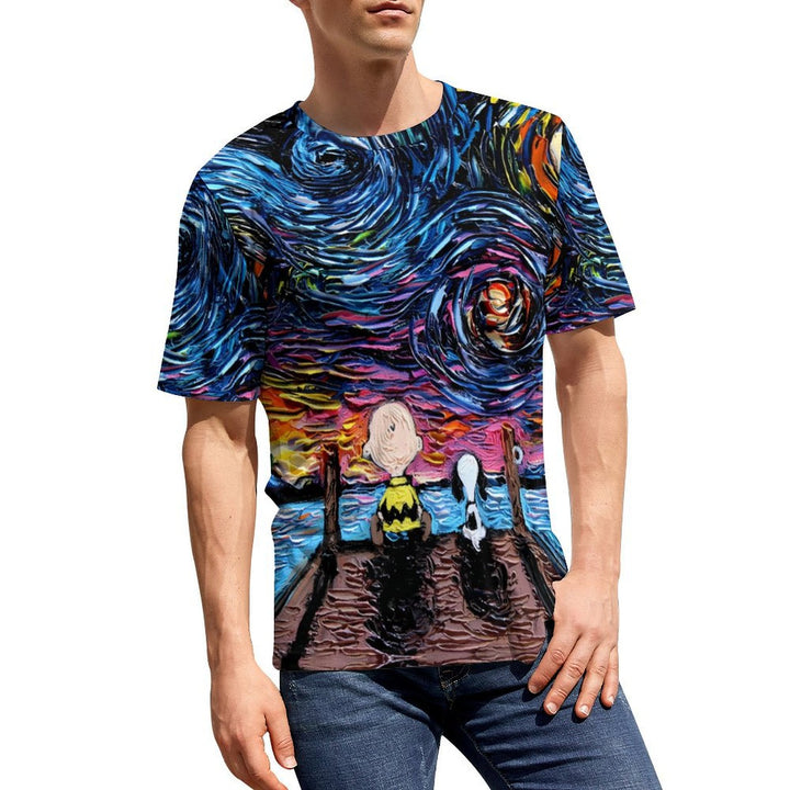 Men'S Round Neck Cartoon Casual T-Shirt 2403000158