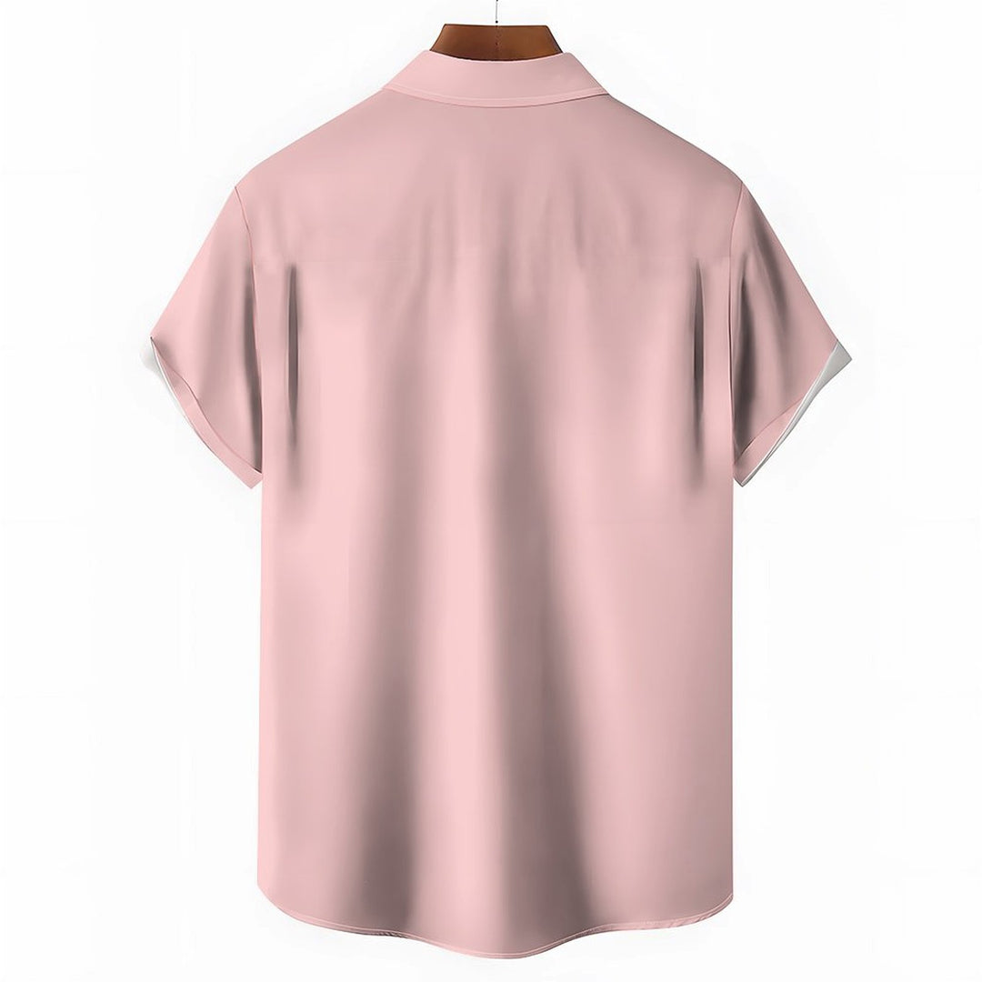 Men's Stripe Casual Short Sleeve Shirt 2402000357