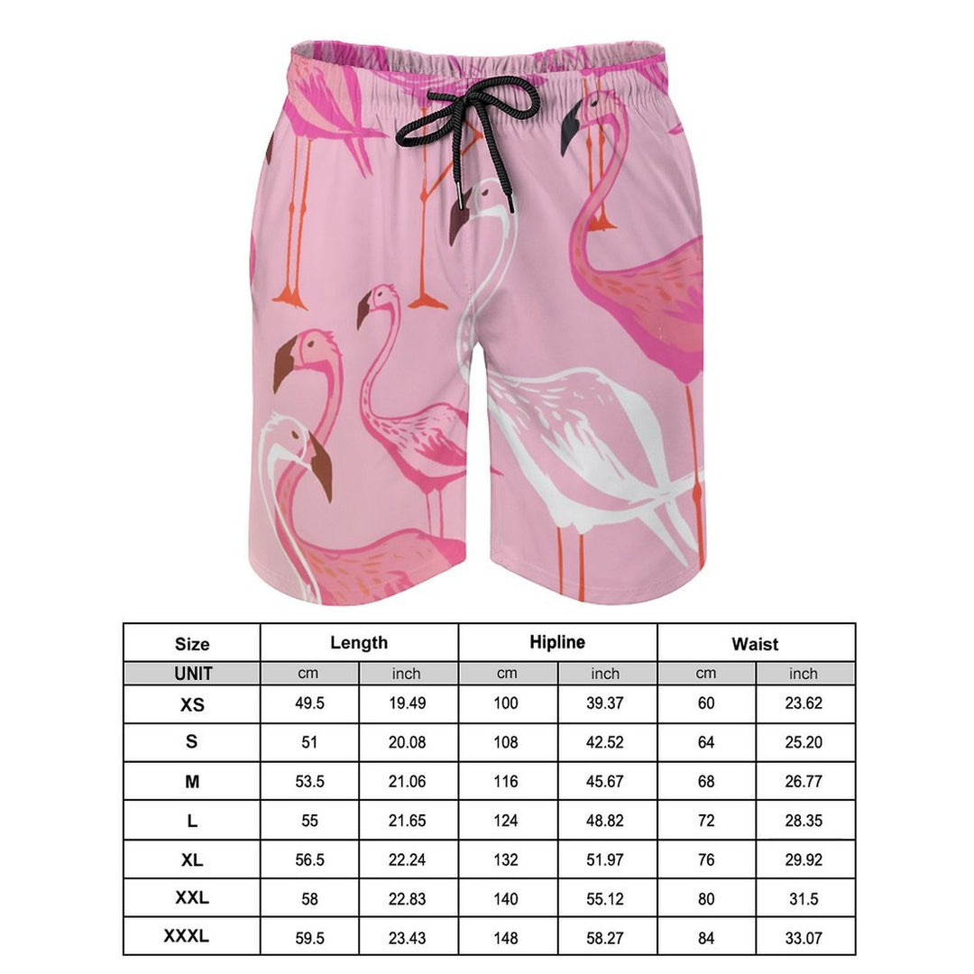 Men's Sports Cartoon Flamingo Beach Shorts 2402000212