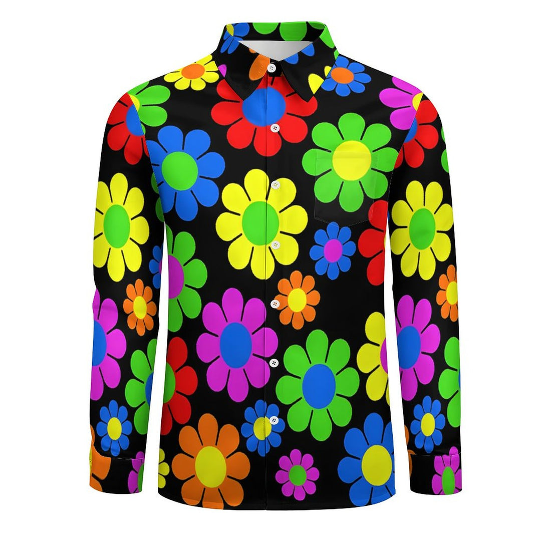 Men's Casual Colorful Flowers Printed Long Sleeve Shirt 2312000281