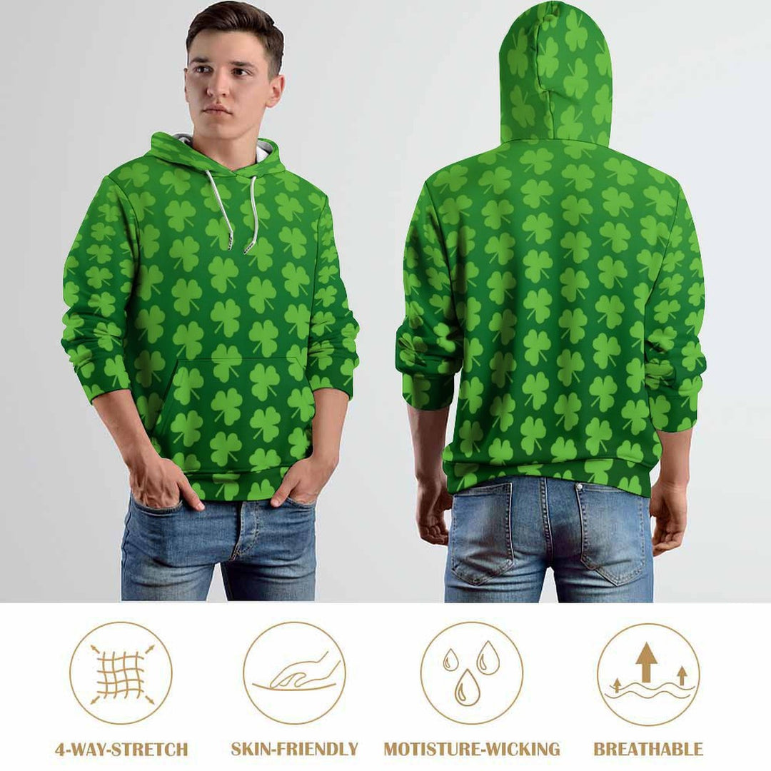 Unisex Hooded St. Patrick'S Day Shamrock Gradient Print Sweatshirt 2402000183