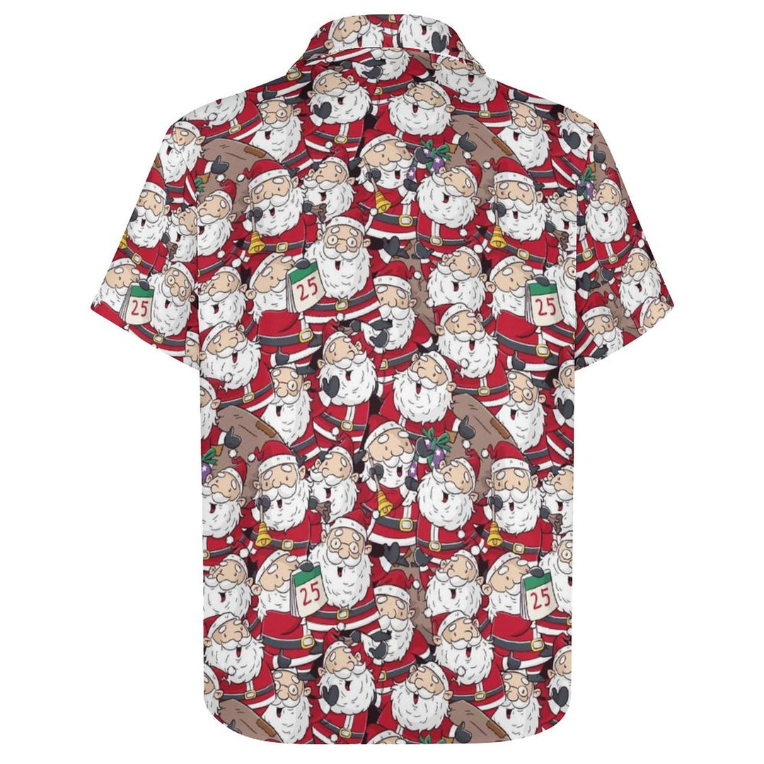 Christmas Themed Casual Printed Chest Pocket Short Sleeved Shirt 2309000537