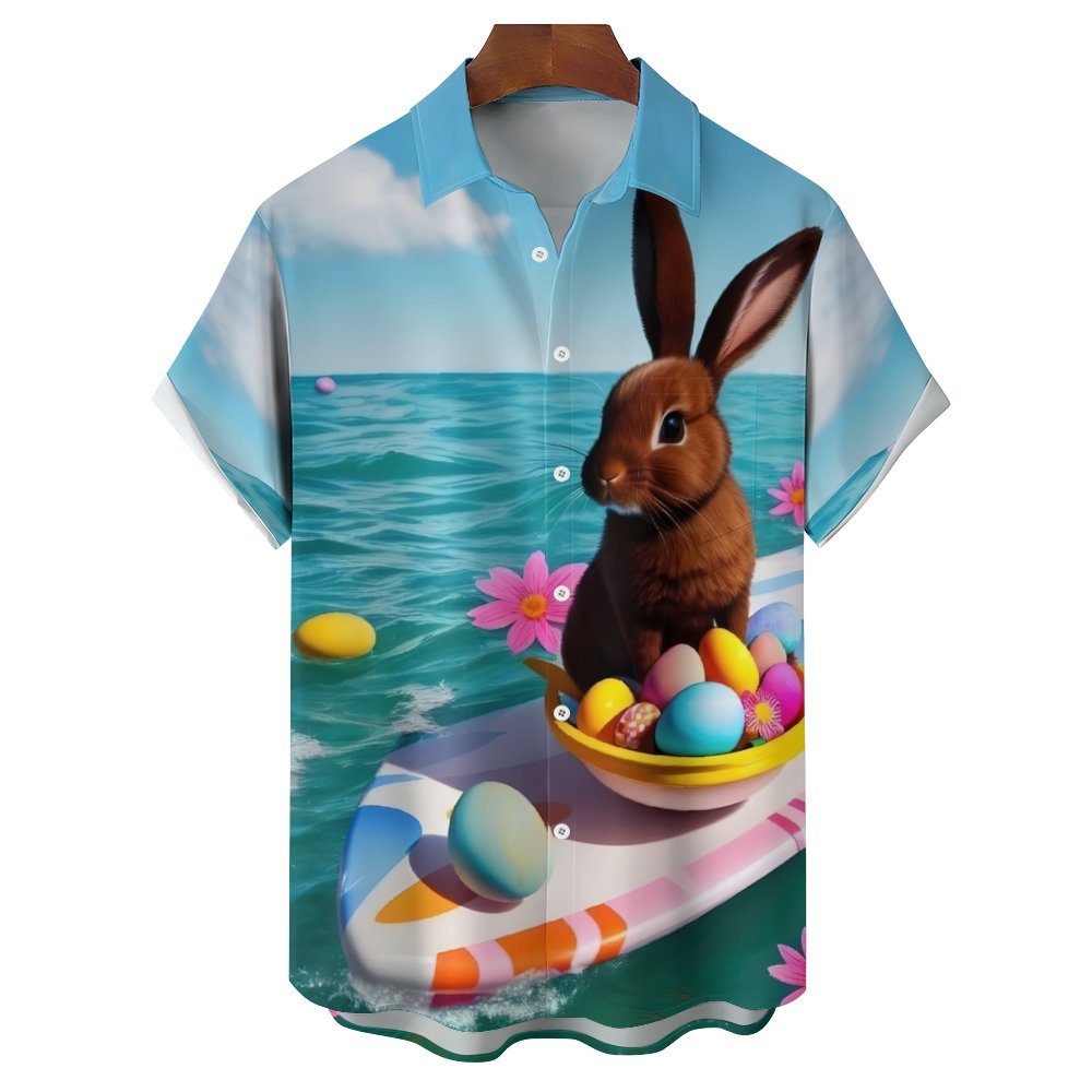 Men's Easter Bunny Casual Short Sleeve Shirt 2402000179