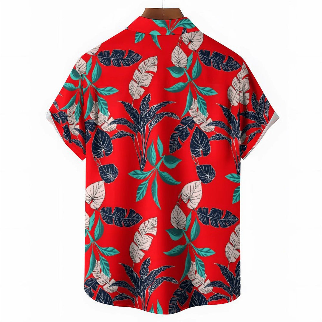 Men's Hawaiian Botanical Art Print Casual Short Sleeve Shirt 2402000178