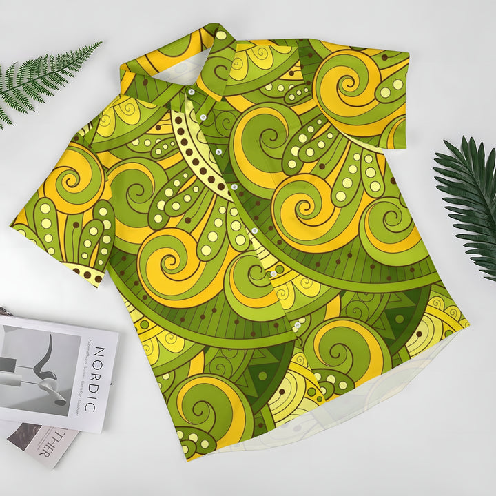 Pattern Totem Printing Casual Short Sleeve Shirt 2403000087
