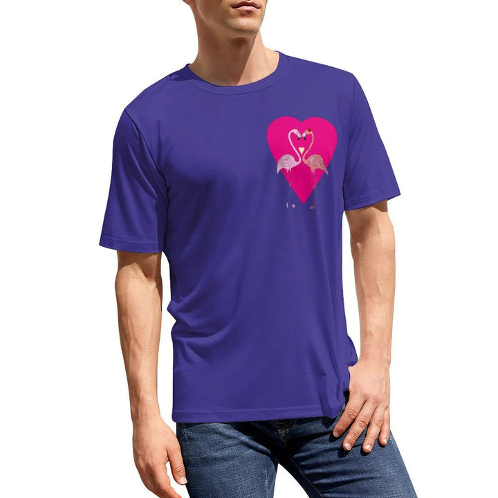 Men's Love Flamingo Round Neck Casual T-Shirt 2401000110