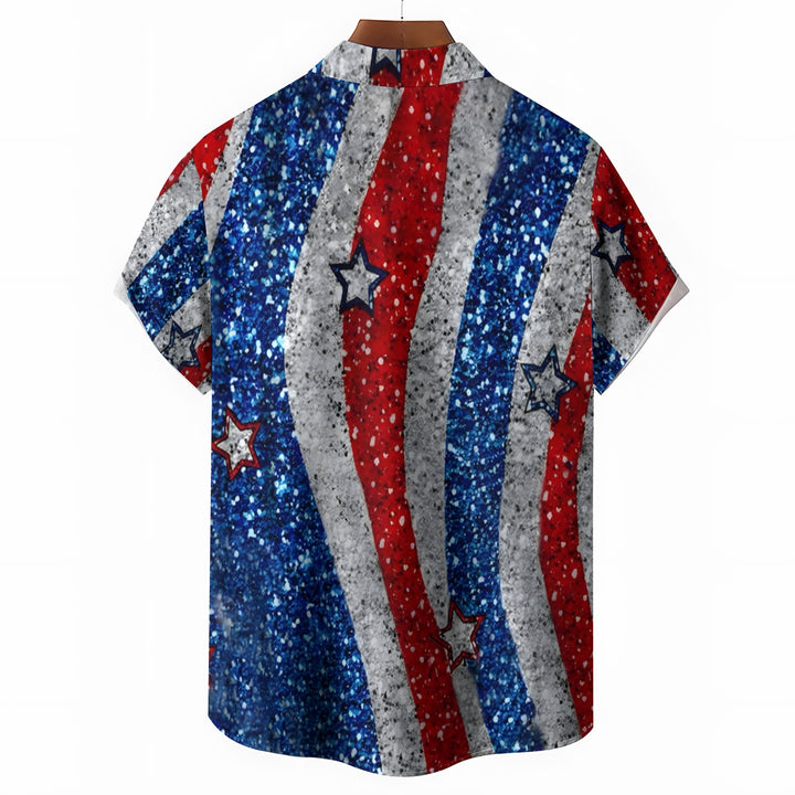 Novelty 3d Star Print Casual Short Sleeve Shirt 2403000168