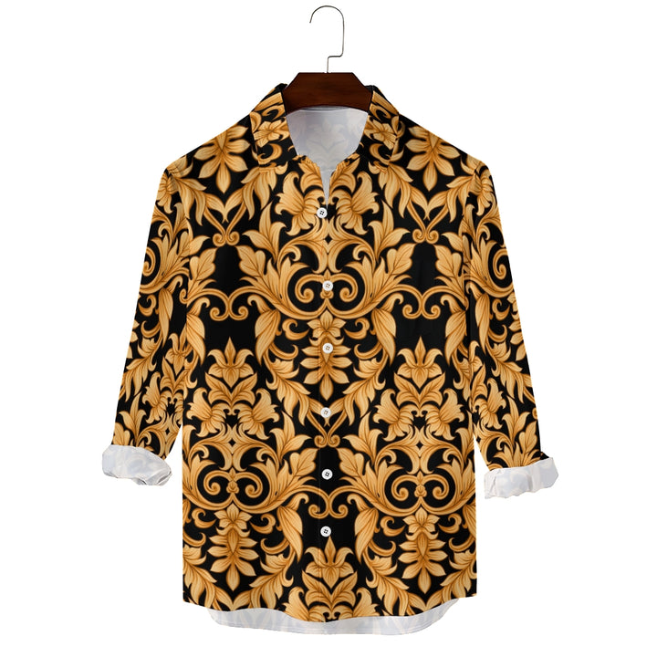 Men's Baroque Art Printed Long Sleeve Shirt 2403000237