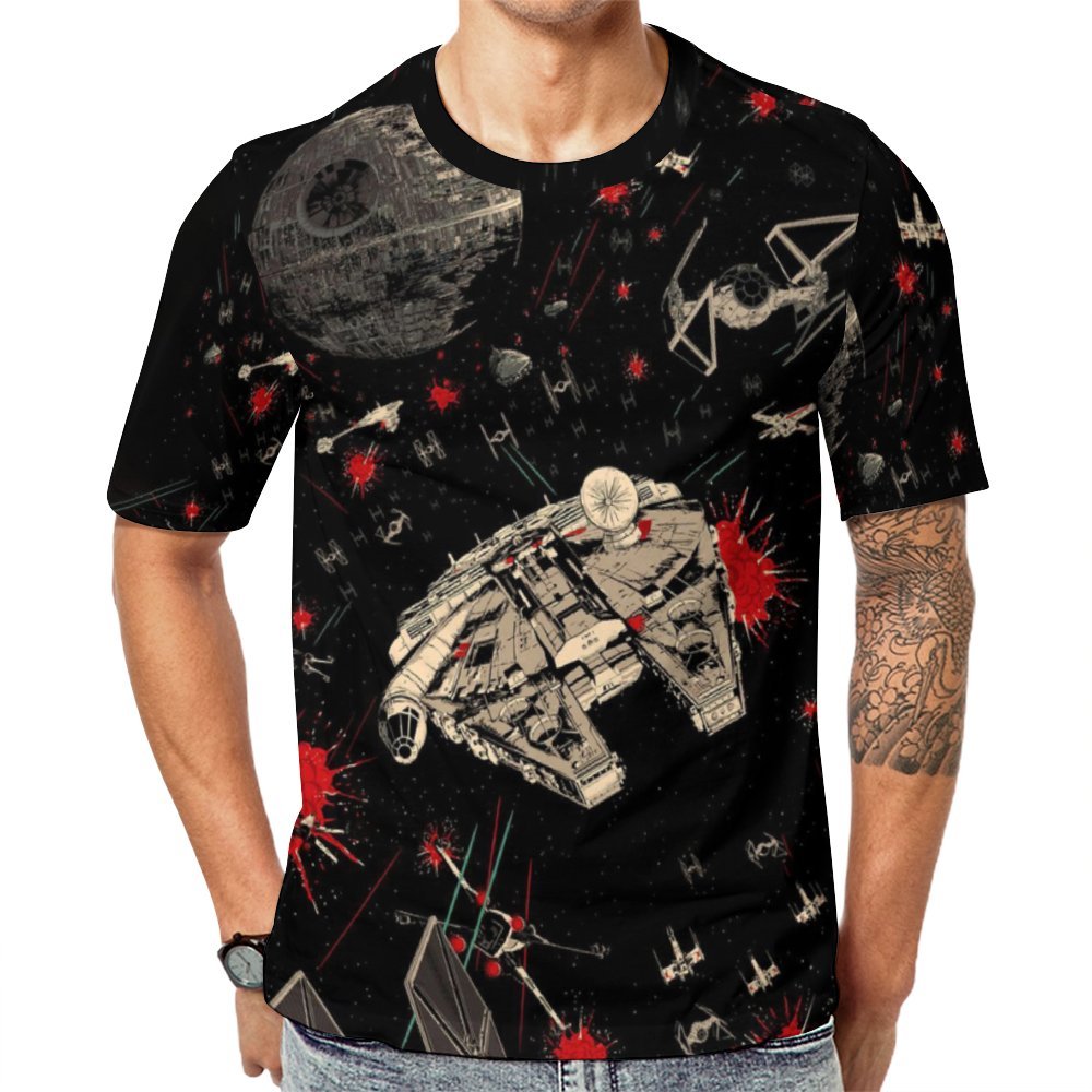 Men's Round Neck Star Casual T-Shirt 2312000388