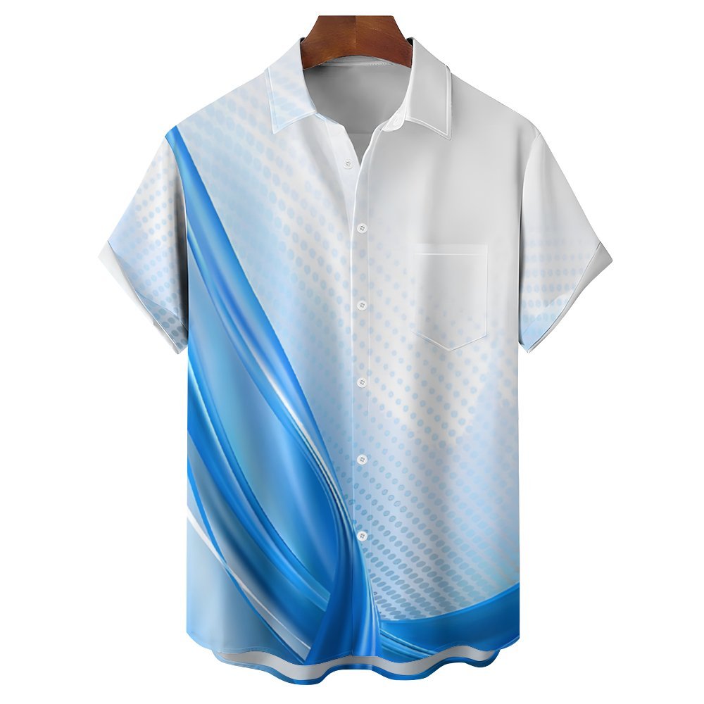 Men's Texture Casual Short Sleeve Shirt 2401000080