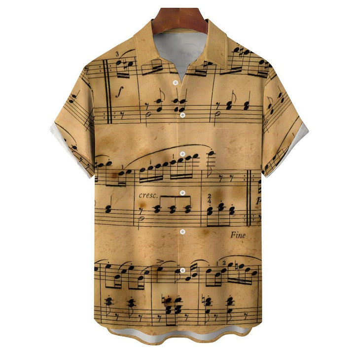 Men's Sheet Music Casual Short Sleeve Shirt 2401000081