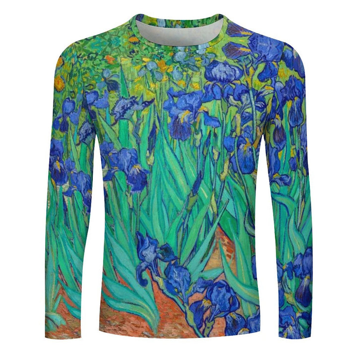 Men's Casual Iris Print Long Sleeve T-Shirt 2309000297