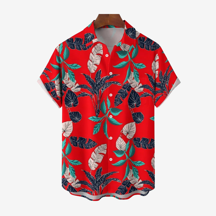 Men's Hawaiian Botanical Art Print Casual Short Sleeve Shirt 2402000178