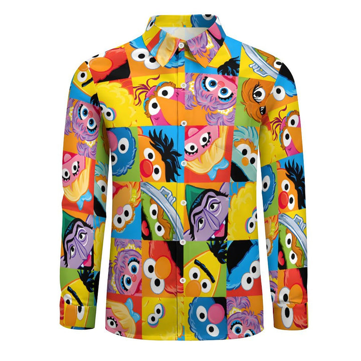 Men's Cartoon Character Casual Printed Long Sleeve Shirt 2402000098