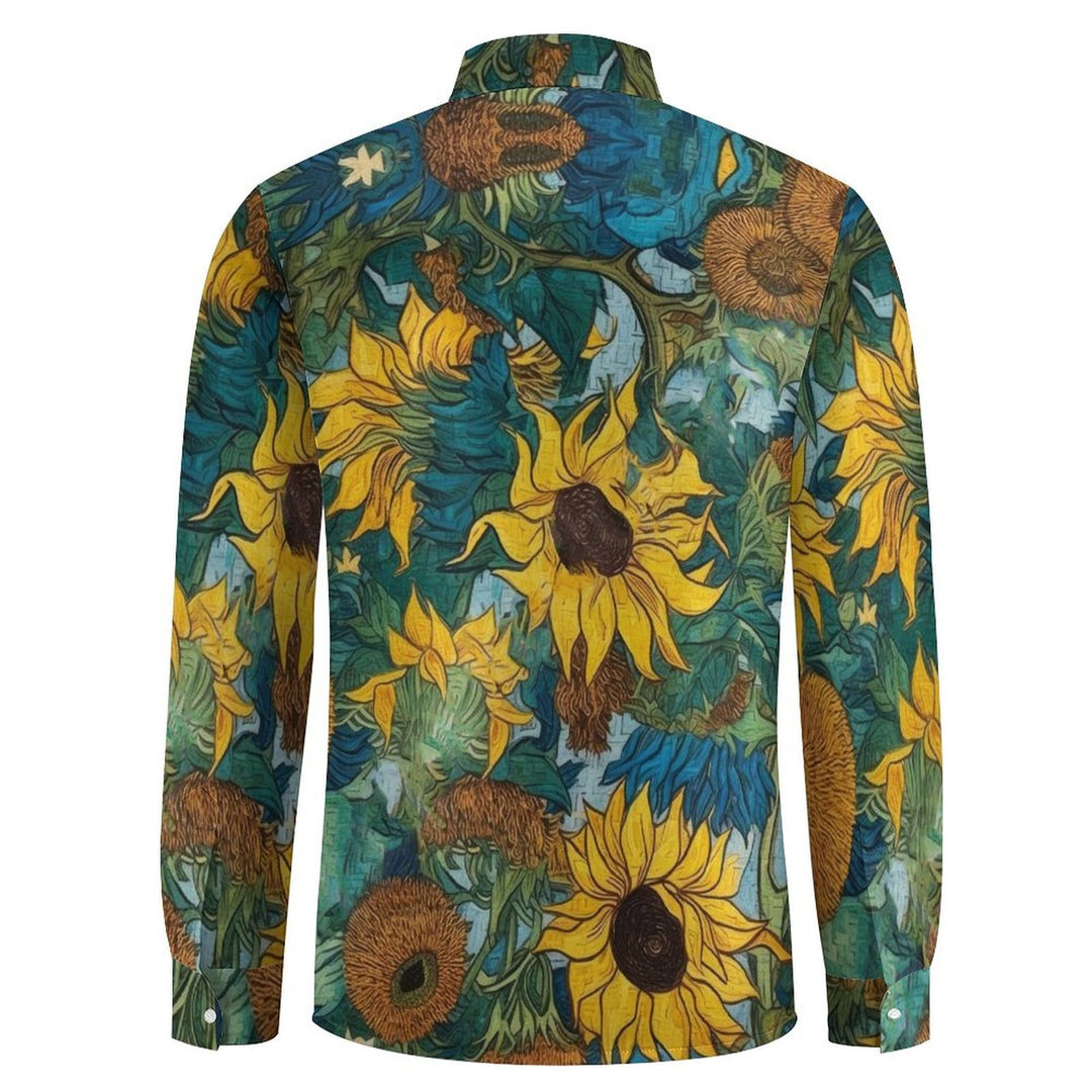 Men's Casual Sunflower Printed Long Sleeve Shirt 2402000336