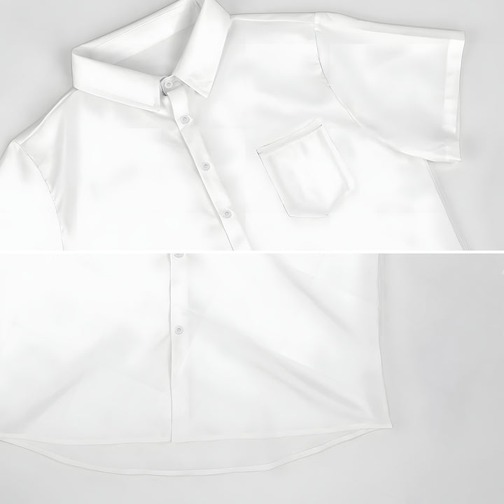Cat And Fish Geometric Print Casual Short Sleeve Shirt 2403000281