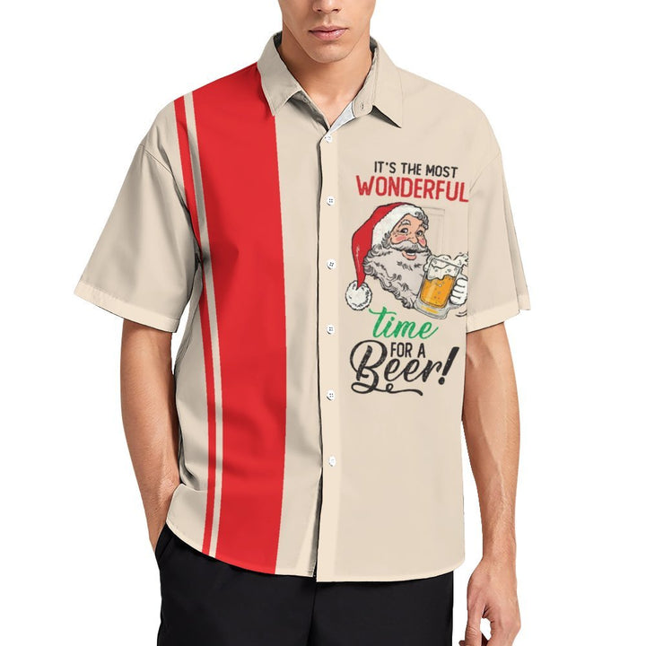 Christmas Beer Chest Pocket Short Sleeved Shirt 2310000254