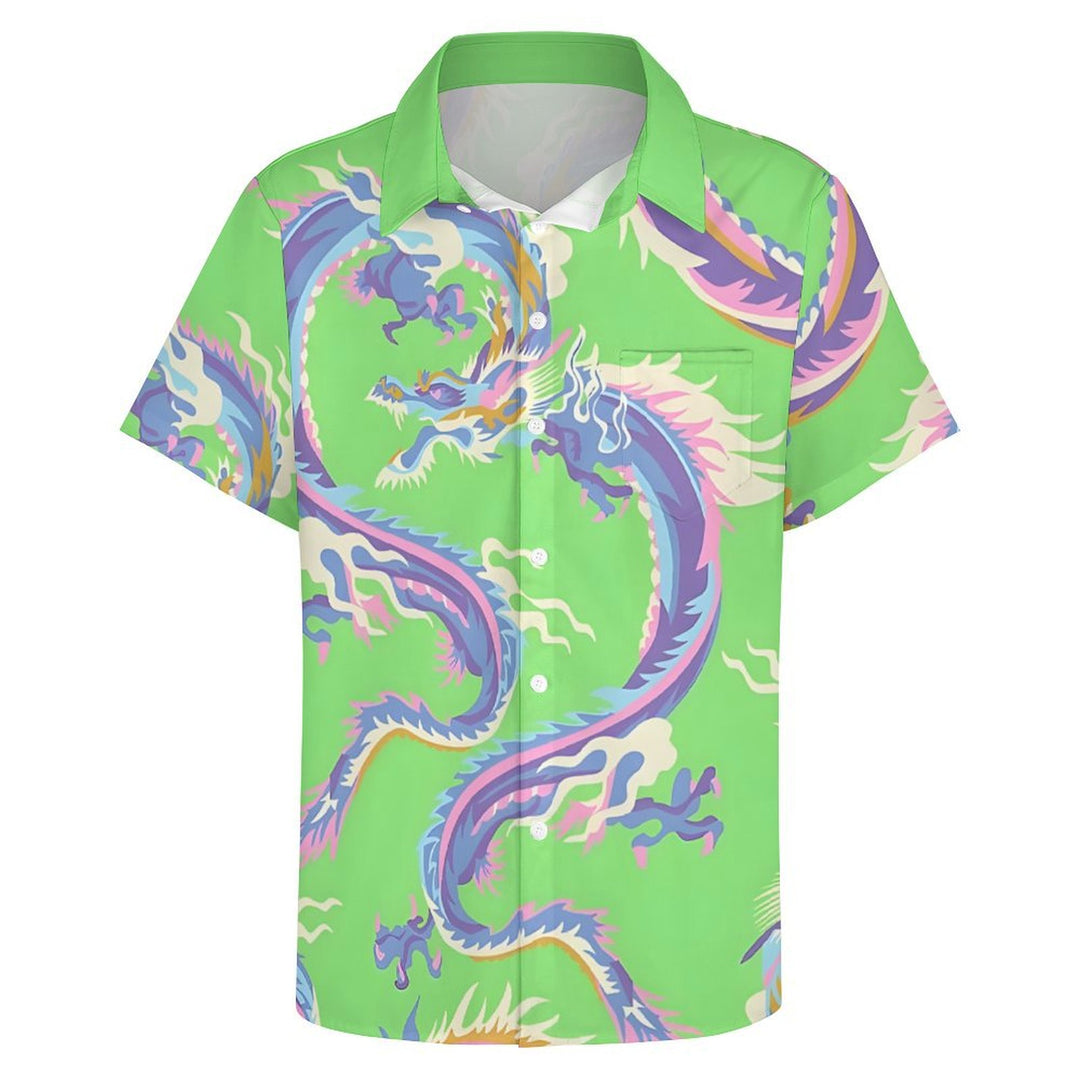 Dragon Art Print Casual Short Sleeve Shirt 2402000177