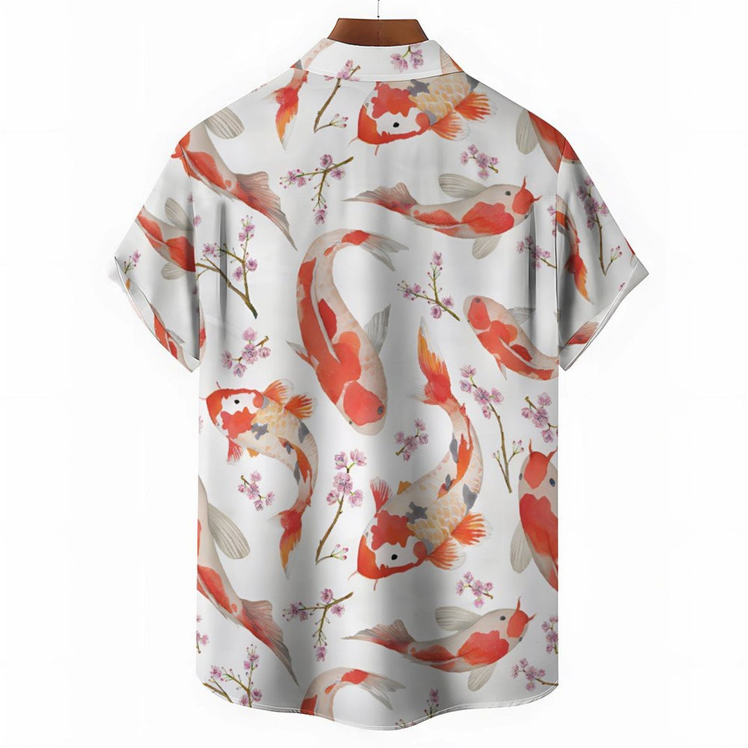 Men's Koi Carp Casual Good Luck Short Sleeve Shirt 2401000138