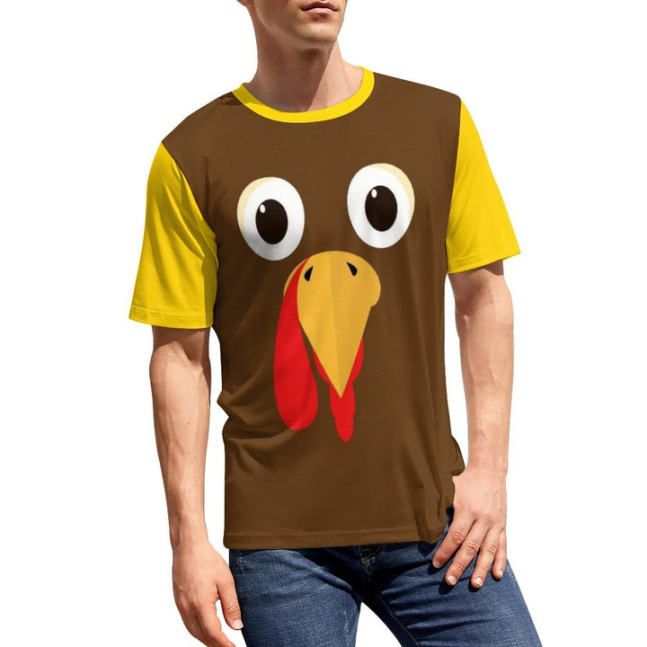 Thanksgiving Silly Turkey Face Men's round neck casual T-shirt  2311000159