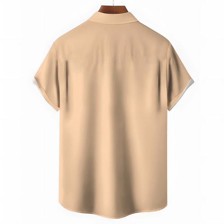 Men's Stripe Casual Short Sleeve Shirt 2402000072