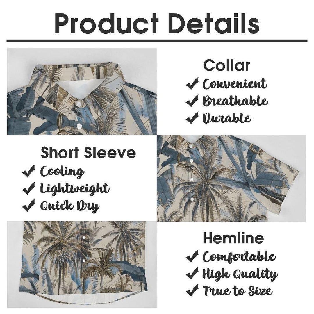 Mens Hawaiian Coconut Print Lapel Chest Pocket Short Sleeve Funky Aloha Shirt 2401000090