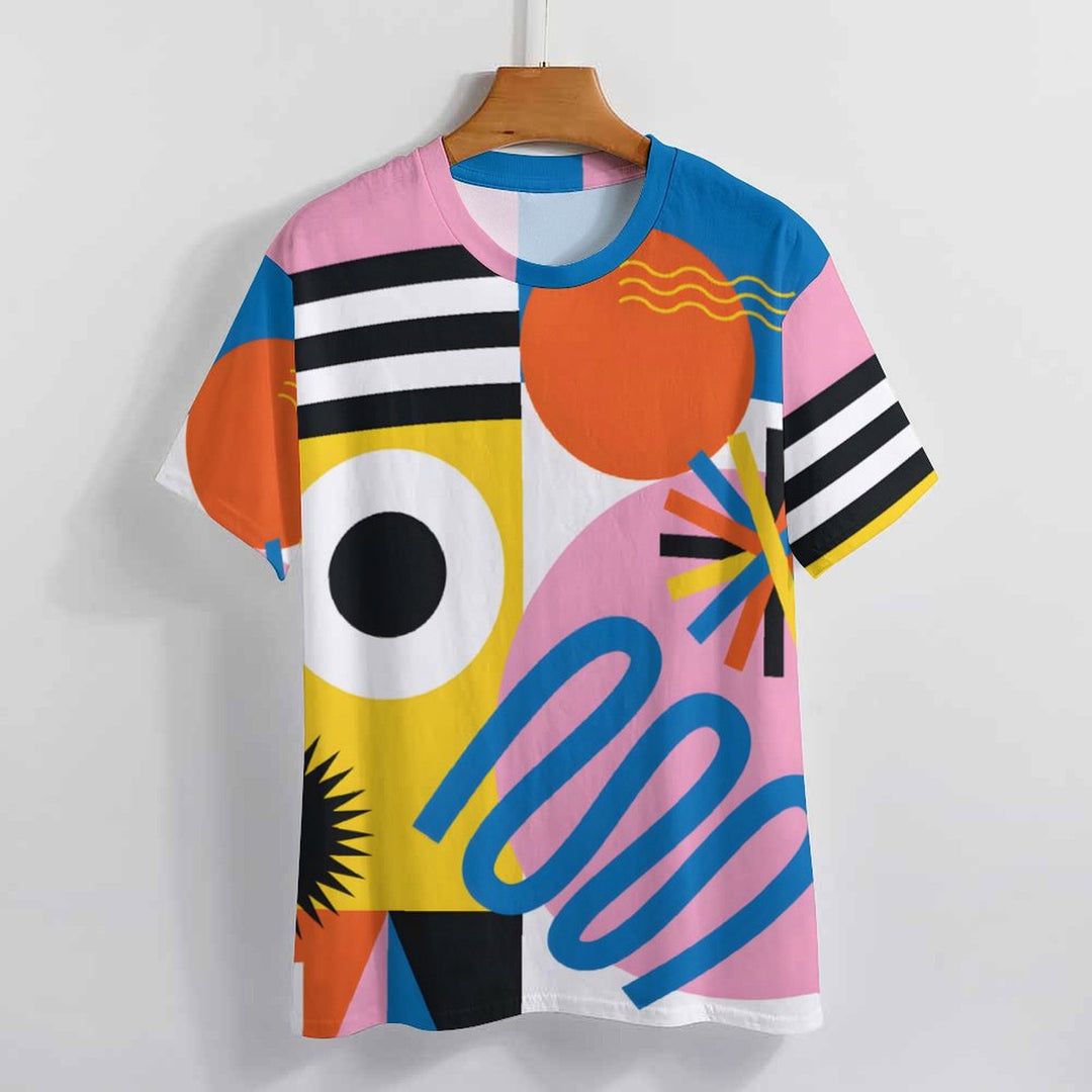 Men's Cartoon Geometric Round Neck Casual T-Shirt 2403000266