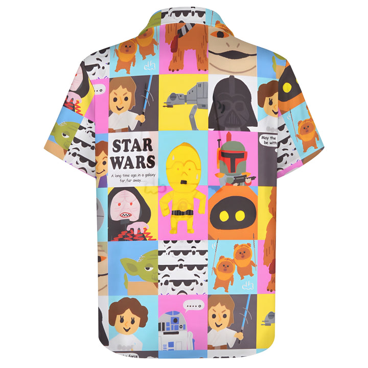 Star Character Patchwork Print Casual Short Sleeve Shirt 2403000119