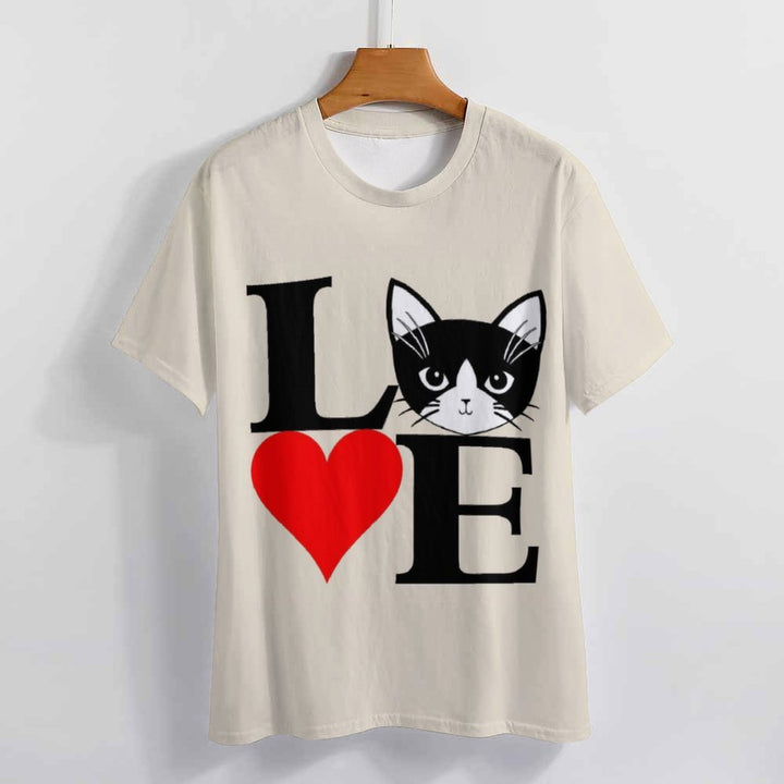 Men's Round Neck Valentine’s Day Cat Love Casual T-Shirt 2312000387