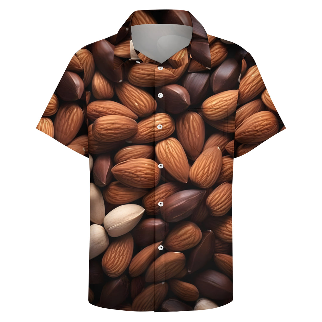 Nut Themed PrintCasual Short Sleeve Shirt 2403000216