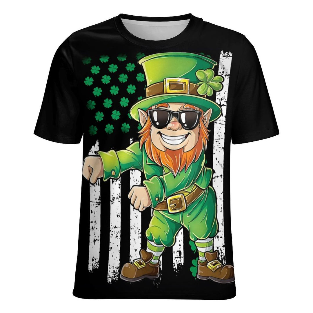 Men'sRound Neck St. Patrick's Day Shamrock Cartoon Casual T-Shirt 2312000406