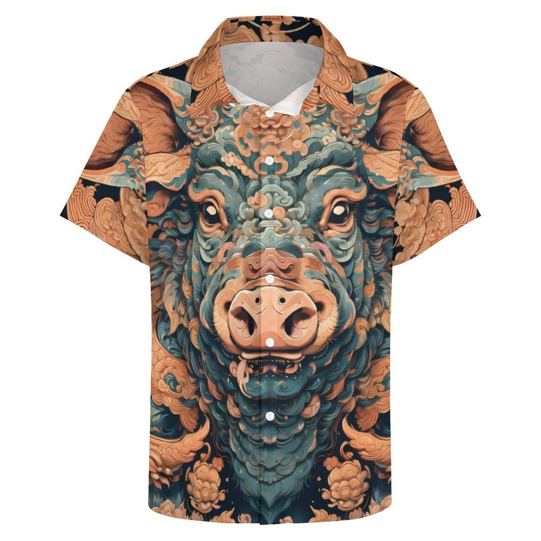 Men's Animal Themed Art Casual Short Sleeve Shirt 2402000125