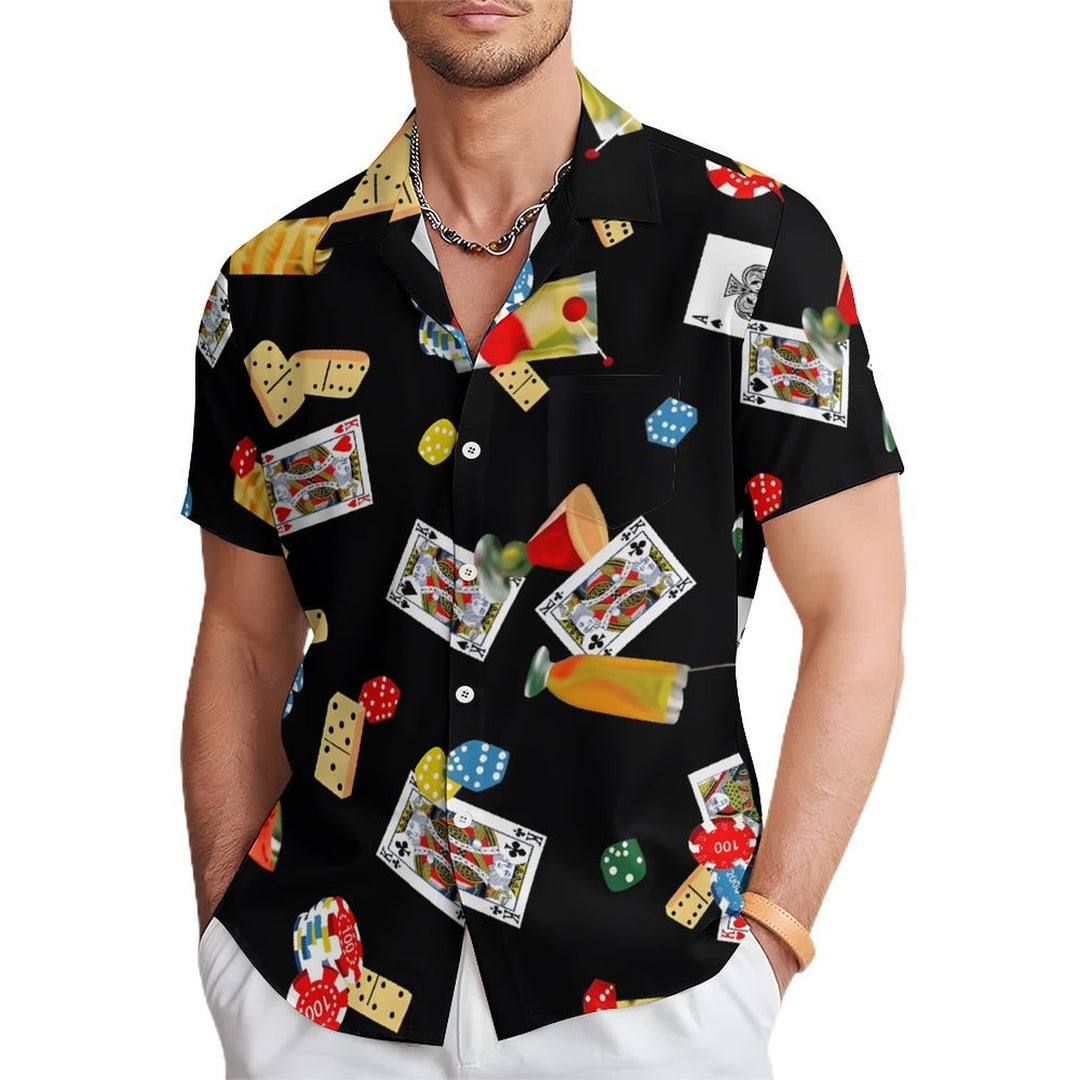 Men's Gaming Stamps Casual Short Sleeve Shirt 2401000329