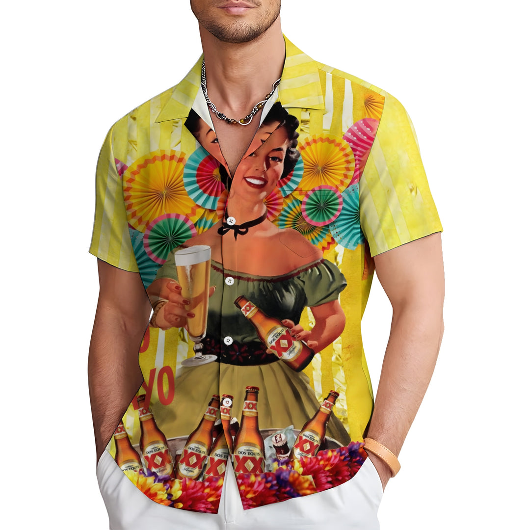 Men's Mexican Style Casual Short Sleeve Shirt 2403000089