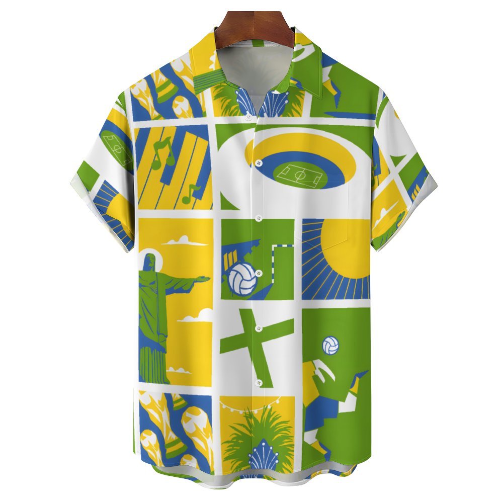World Cup Theme Casual Short Sleeve Shirt 2402000236