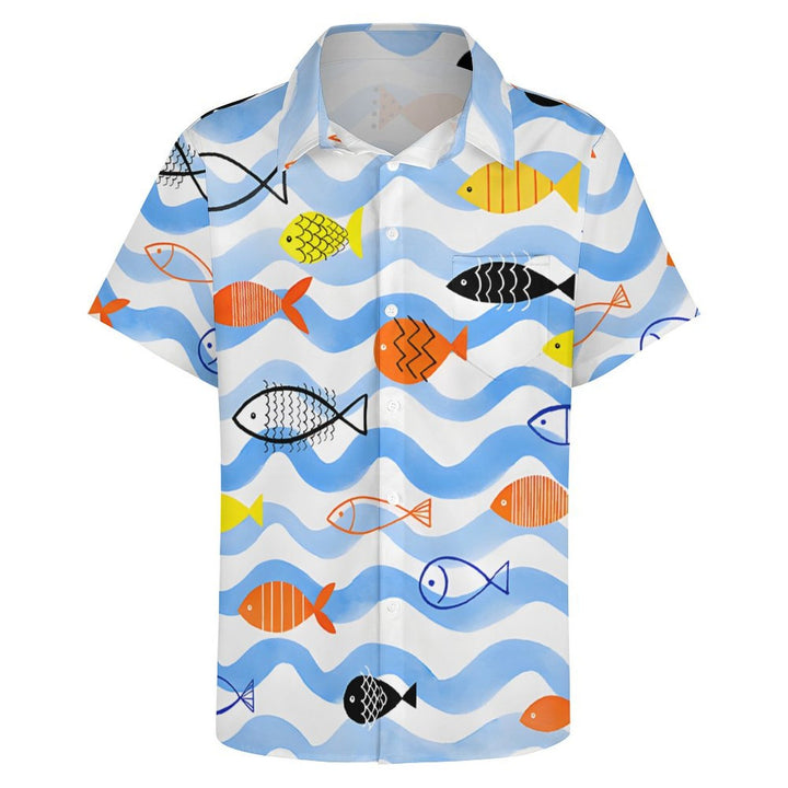 Men's Cartoon Fish Casual Short Sleeve Shirt 2401000135