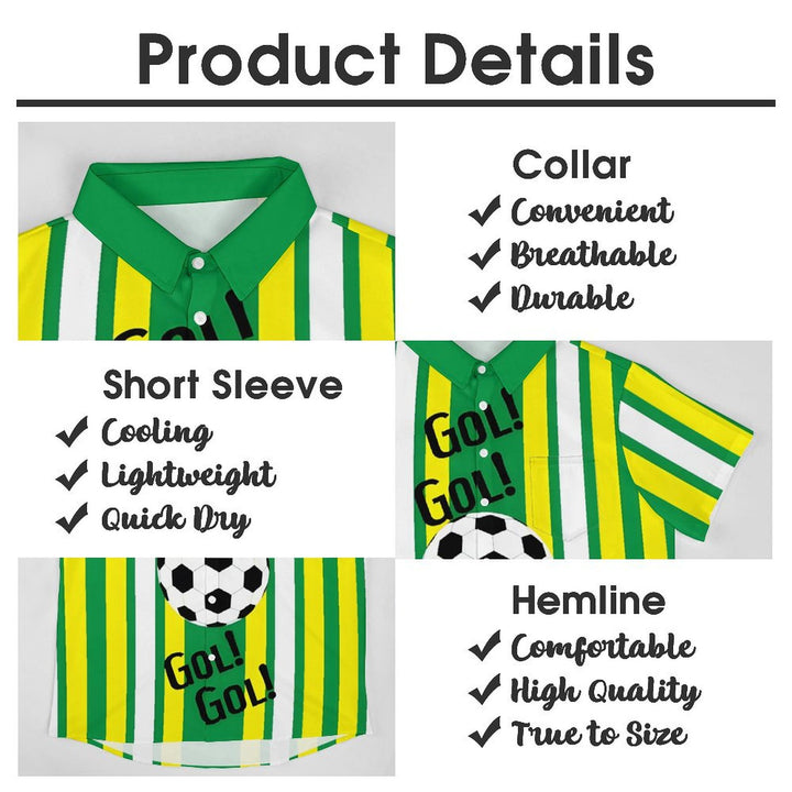 Men's Football Stripes Casual Short Sleeve Shirt 2402000297