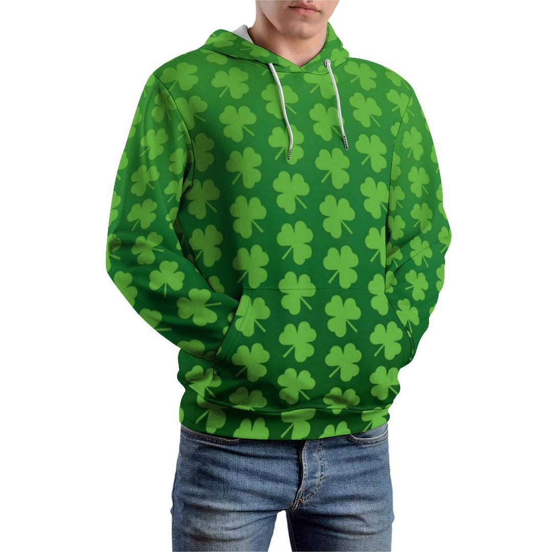 Unisex Hooded St. Patrick'S Day Shamrock Gradient Print Sweatshirt 2402000183