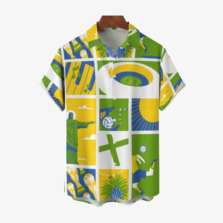 World Cup Theme Casual Short Sleeve Shirt 2402000236