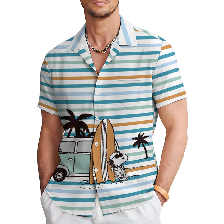 Men's Cartoon Stripes Casual Short Sleeve Shirt 2403000290