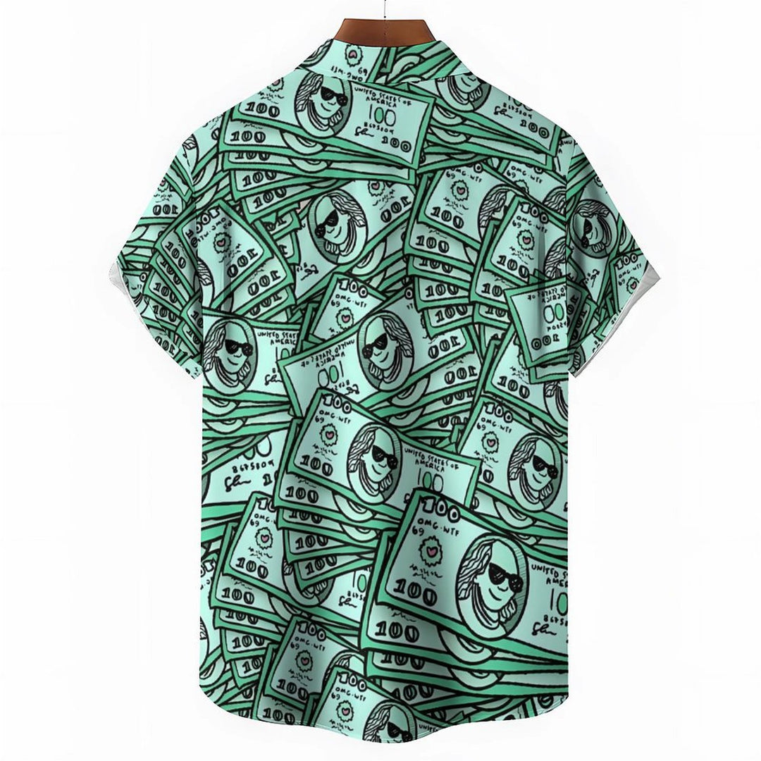 Men's Cartoon Dollar Casual Short Sleeve Shirt 2401000073