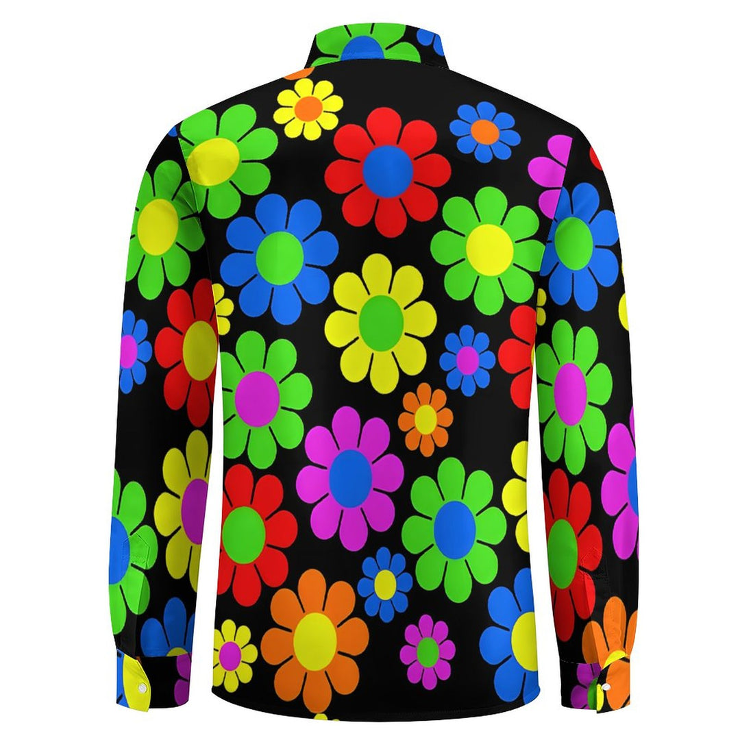 Men's Casual Colorful Flowers Printed Long Sleeve Shirt 2312000281