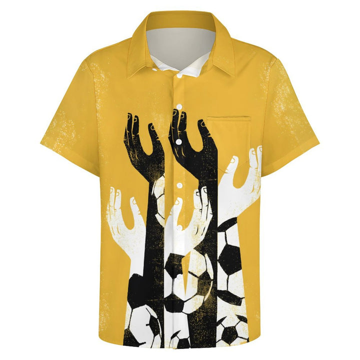 Football Themed Print Casual Short Sleeve Shirt 2402000200