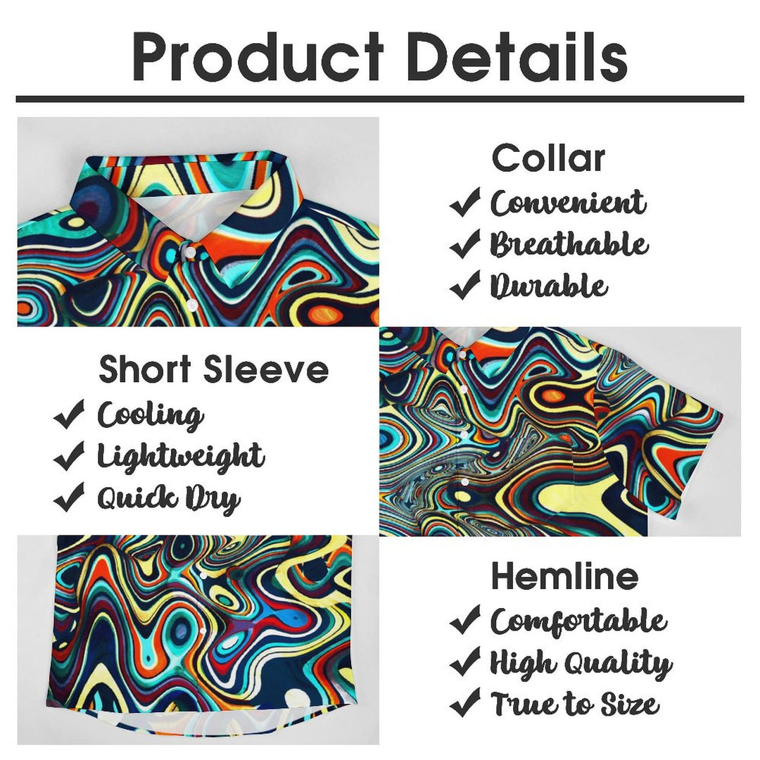 Men's Color Fluid Art Casual Short Sleeve Shirt 2312000104