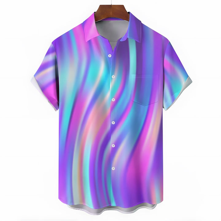 Color Curve Art Print Casual Short Sleeve Shirt 2403000309
