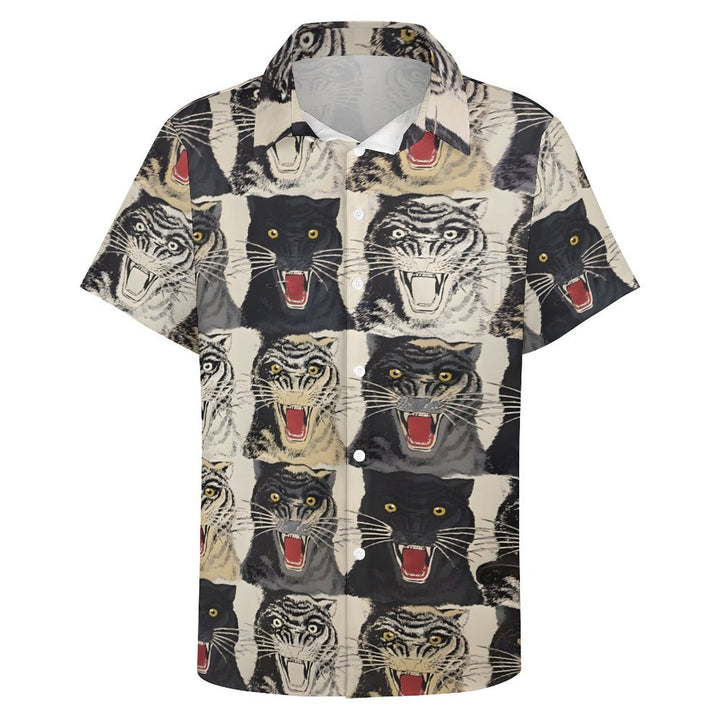 Men's Beast Art Print Casual Short Sleeve Shirt 2402000070