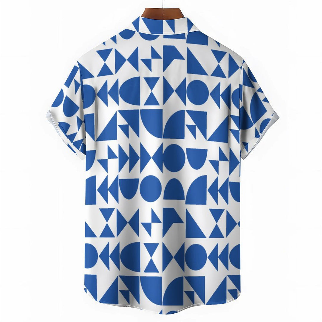 Geometric Men's Casual Short Sleeve Shirt 2402000168