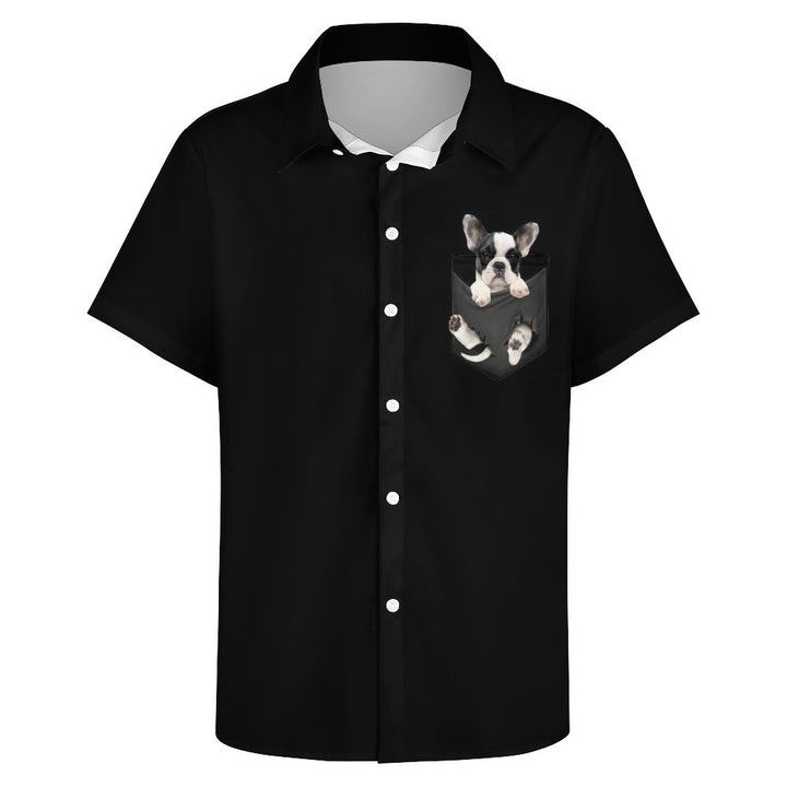 Men's Fun Bulldog Casual Short Sleeve Shirt 2311000333