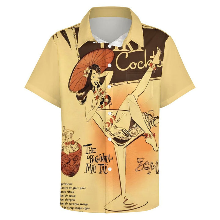 Men's Hawaiian Tiki Art Casual Short Sleeve Shirt 2401000213