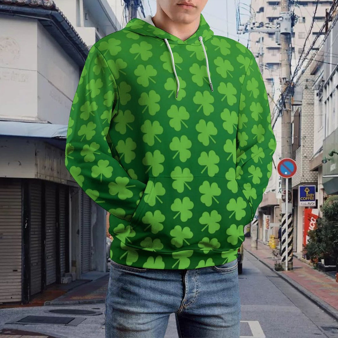 Unisex Hooded St. Patrick'S Day Shamrock Gradient Print Sweatshirt 2402000183